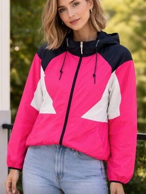 Columbia Side Hill Pink Colorblock Fleece Lined Hooded Full Zip Jacket Medium